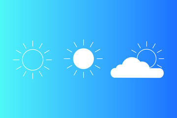 Sunny Weather icons isolated on blue background. Vector illustration