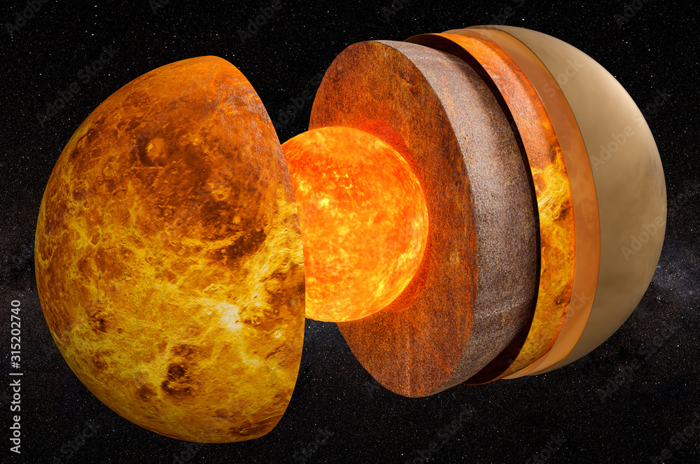 Wall mural structure of planet venus in space, 3d rendering