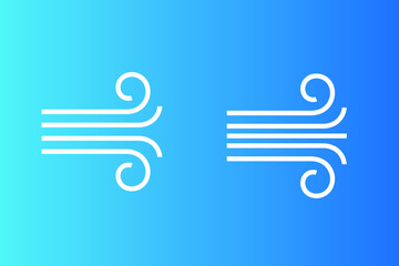 Windy weather icon isolated on blue background. Vector illustration