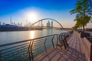 Tolerance Bridge in Dubai city, UAE. wide view