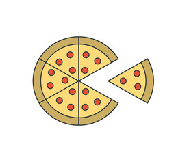 Delicious pepperoni pizza. Vector Illustration.