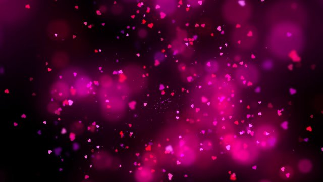 Flying pink hearts background for Valentine's day. 4K resolution 3D particles simulation animation