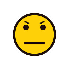 smiley icon. Angry smiley face. Angry Emoticon. Yellow vector symbol. 