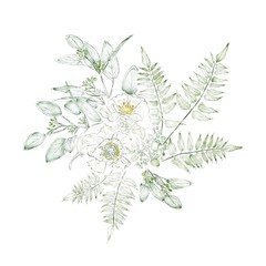 floral greenery bouquet for design, great for wedding invites, anniversary, birthday, greeting cards