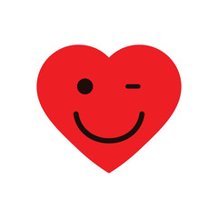Heart smile icon. Happy smiley face. Smiling Emoticon. Yellow vector symbol. 