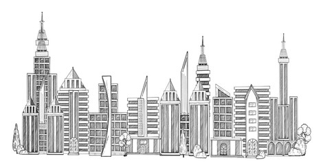 Futuristic city architecture sketch