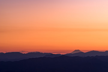 榛名山から望む夕景の富士山
