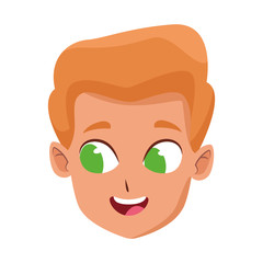Happy boy with green eyes icon, colorful design