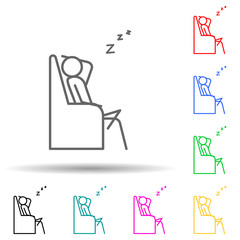 sleep on couch outline multi color style icon. Simple thin line, outline vector of lazy icons for ui and ux, website or mobile application