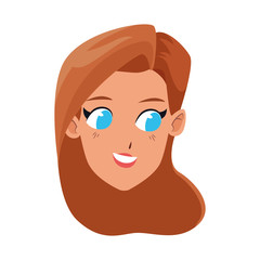 Cute woman face smiling icon, colorful design