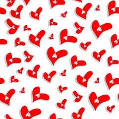 Valentine's day vector pattern for wrapping paper. red and gray volumetric hearts on a white background