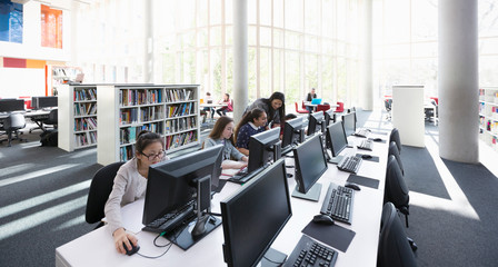 Students working at computers in laboratory
