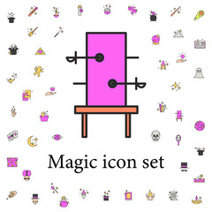 magic box with swords icon. magic icons universal set for web and mobile