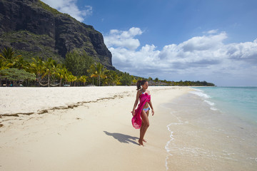 Girl in the beach of Le Morne Brabant, Mauritius