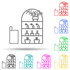 Fototapeta premium counter with plants multi color style icon. Simple thin line, outline vector of mall shopping center icons for ui and ux, website or mobile application