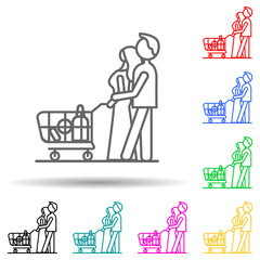 family shopping multi color style icon. Simple thin line, outline vector of mall shopping center icons for ui and ux, website or mobile application
