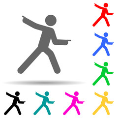 Man forward, finger multi color style icon. Simple glyph, flat vector of man pointing finger icons for ui and ux, website or mobile application