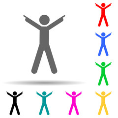 Man happy, finger multi color style icon. Simple glyph, flat vector of man pointing finger icons for ui and ux, website or mobile application