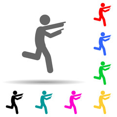 Man run, finger multi color style icon. Simple glyph, flat vector of man pointing finger icons for ui and ux, website or mobile application