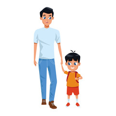 Cartoon father and son icon, flat design