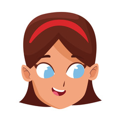 Happy girl face icon over white background