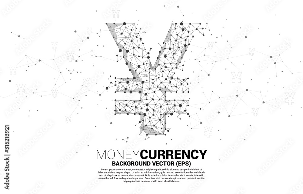Poster vector money chinese yuan and japanese yen currency icon from polygon dot connect line. concept for 