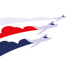 jets flying in formation on white background