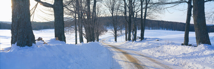Snowy Road at Sunset, Near Woodstock, Vermont