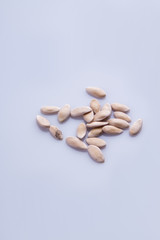 Bunch of melon seeds. White isolated background.