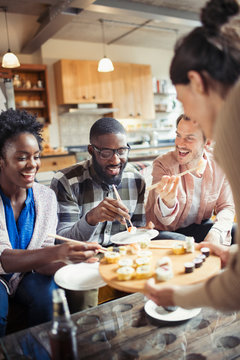 Friends eating sushi