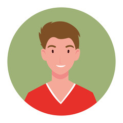 young man on green background circle