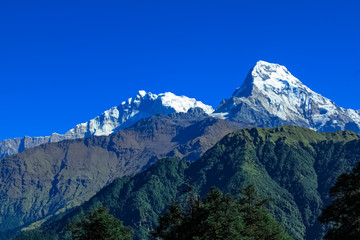 Beautiful and Amazing Snow-covered Mountain With Blue Sky
