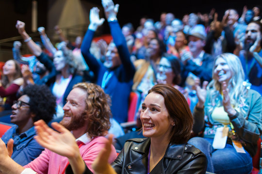 Smiling, Happy Audience Clapping