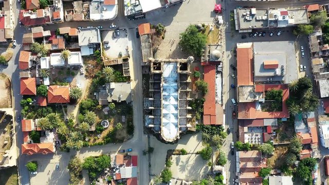 Overhead view of Famagusta old town. Drone footage. Cyprus