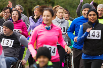 Crowd of runners running at charity run