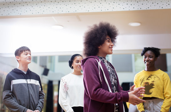 Teenagers in dance class studio