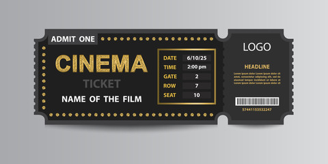 Cinema admission ticket stub template - obrazy, fototapety, plakaty