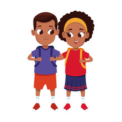 cartoon afro girl and boy icon, colorful design