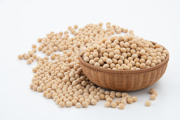 Soy bean on white background