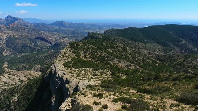 Aerial Drone Shot of the Beautiful Mountains and Hills of Sierra del Cid Hike in Alicante, Spain