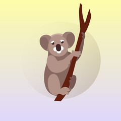 koala sitting on tree cartoon endangered wild australian animal symbol wildlife species fauna concept flat vector illustration