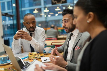 Business people meeting, working in cafe