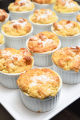 Apple bread pudding at the buffet table    