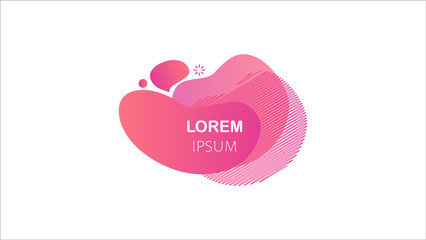 Set of abstract liquid pink shape. Fluid banner design with dots, lines and texturing graphics. Isolated dynamical art form.