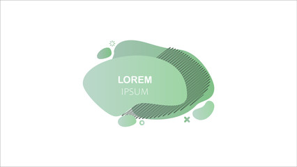 Set of abstract liquid green shape. Fluid banner design with dots, lines and texturing graphics. Isolated dynamical art form.