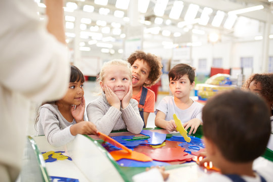 Kids playing in science center
