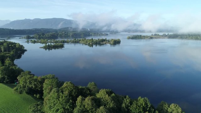 Lake Staffelsee with Buchau, Gradeninsel and Woerth Island