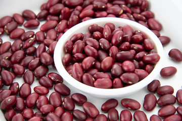 Red kidney bean in white bowl.Healthy and nutrition food concept.