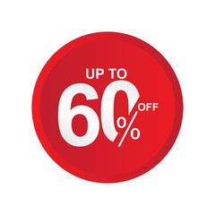 Discount Label up to 60% off Vector Template Design Illustration