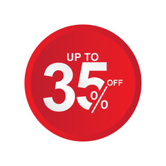 Discount Label up to 35% off Vector Template Design Illustration